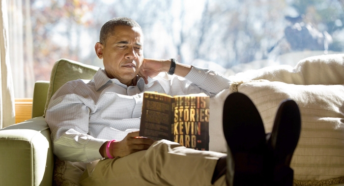 Obama Reading Debris